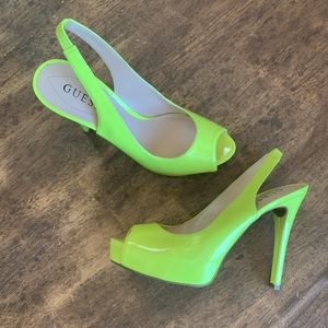 Neon Guess Platform Heels